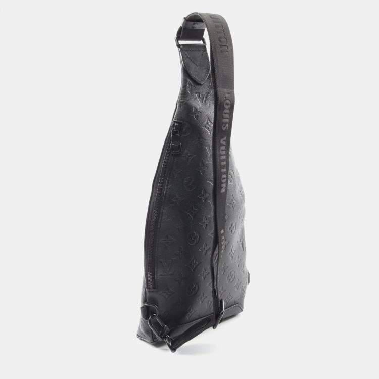 Pre Owned Louis Vuitton Duo Sling Black Monogram Shadow Leather Crossbody Bag