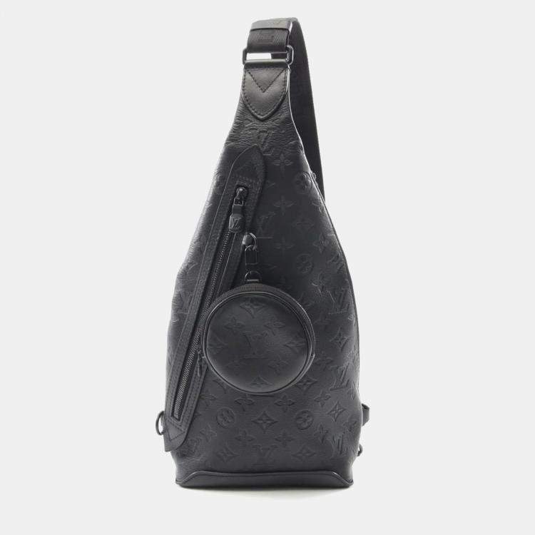 Pre Owned Louis Vuitton Duo Sling Black Monogram Shadow Leather Crossbody Bag