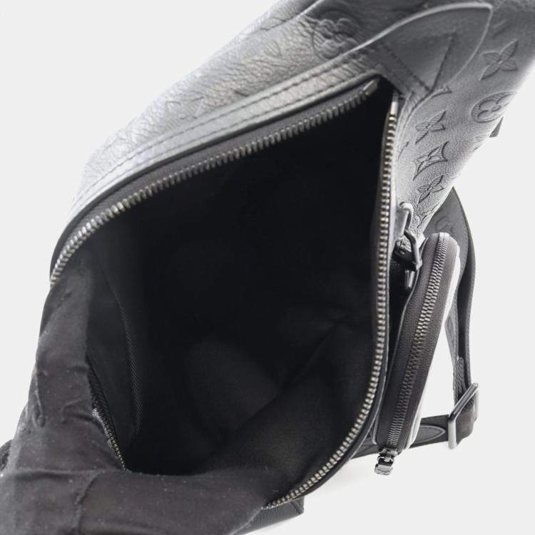 Pre Owned Louis Vuitton Duo Sling Black Monogram Shadow Leather Crossbody Bag