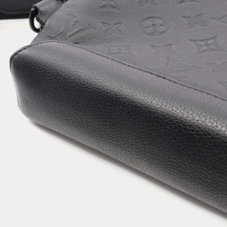 Pre Owned Louis Vuitton Duo Sling Black Monogram Shadow Leather Crossbody Bag