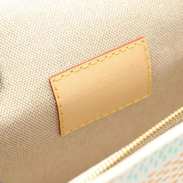 Pre Owned Louis Vuitton Steamer Blue Orange Coated Canvas Leather Shoulder Bag
