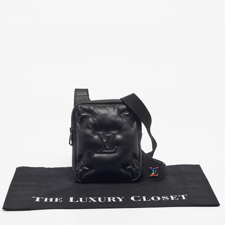 Pre Owned Louis Vuitton Black Puffer Leather Asymmetrical Sling Bag