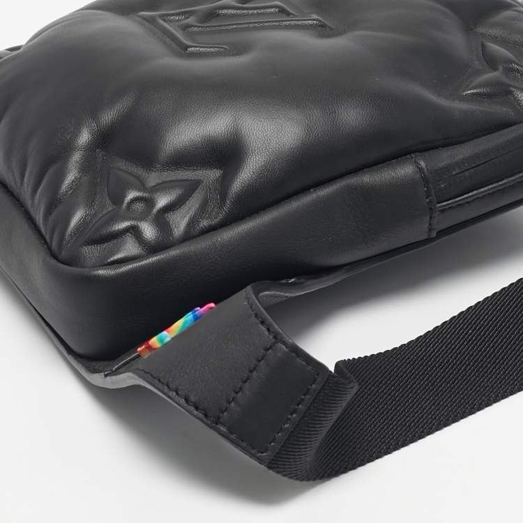 Pre Owned Louis Vuitton Black Puffer Leather Asymmetrical Sling Bag