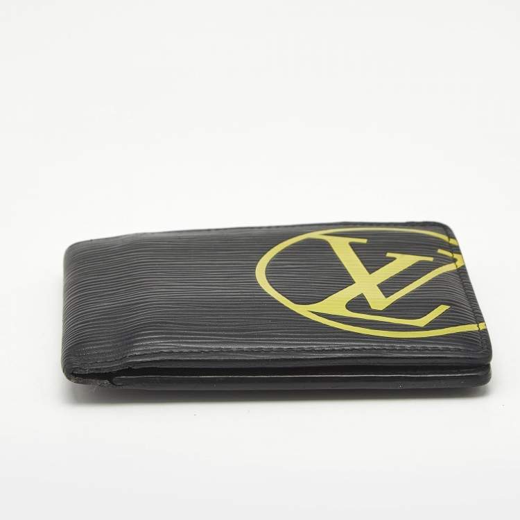 Pre Owned Louis Vuitton Black Leather LV Circle Bifold Wallet