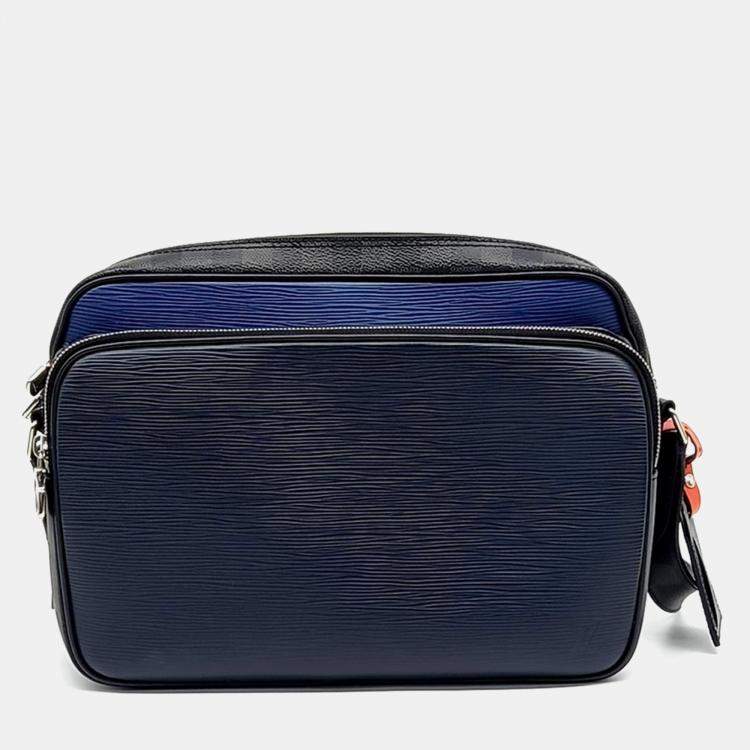 Pre Owned Louis Vuitton Black Navy Blue Epi Leather Neil Slim Messenger Bag