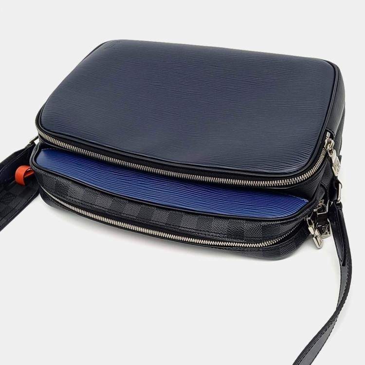 Pre Owned Louis Vuitton Black Navy Blue Epi Leather Neil Slim Messenger Bag