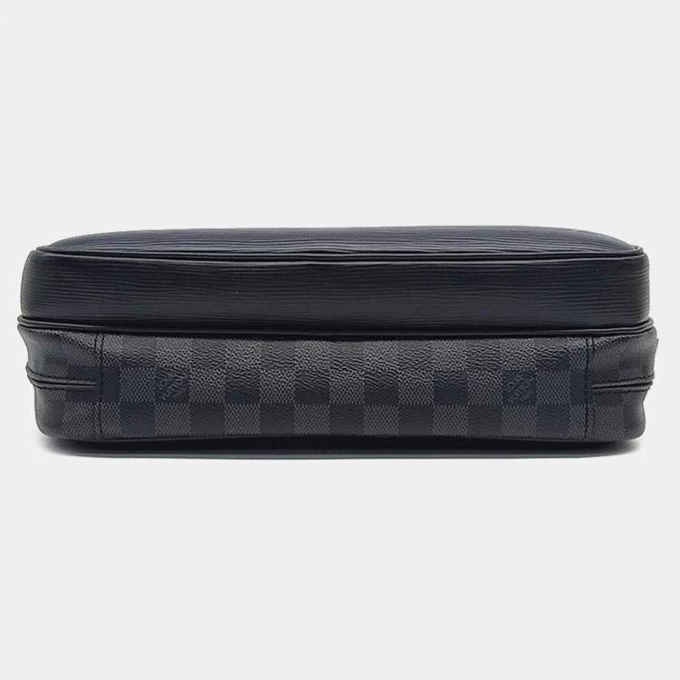 Pre Owned Louis Vuitton Black Navy Blue Epi Leather Neil Slim Messenger Bag