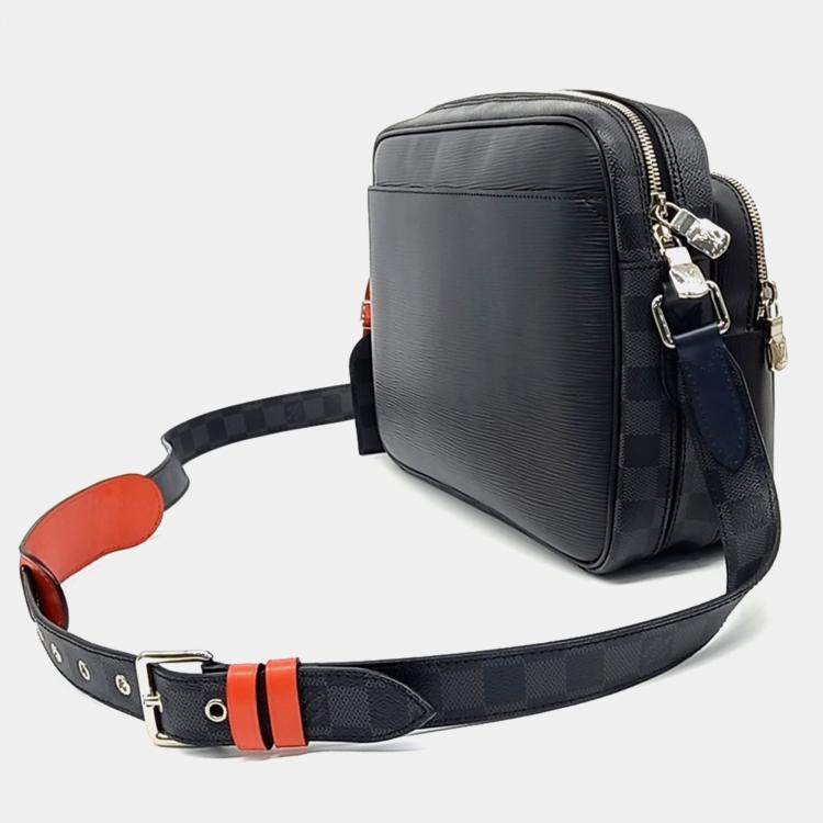 Pre Owned Louis Vuitton Black Navy Blue Epi Leather Neil Slim Messenger Bag