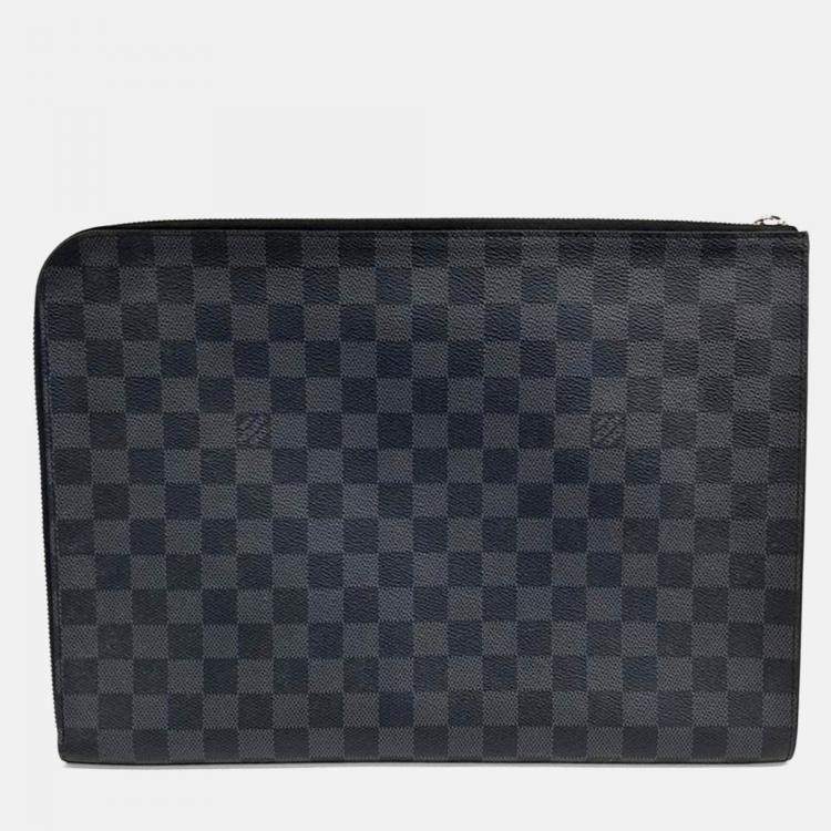 Pre Owned Louis Vuitton Black Leather Graphite Pochette Jour GM bag