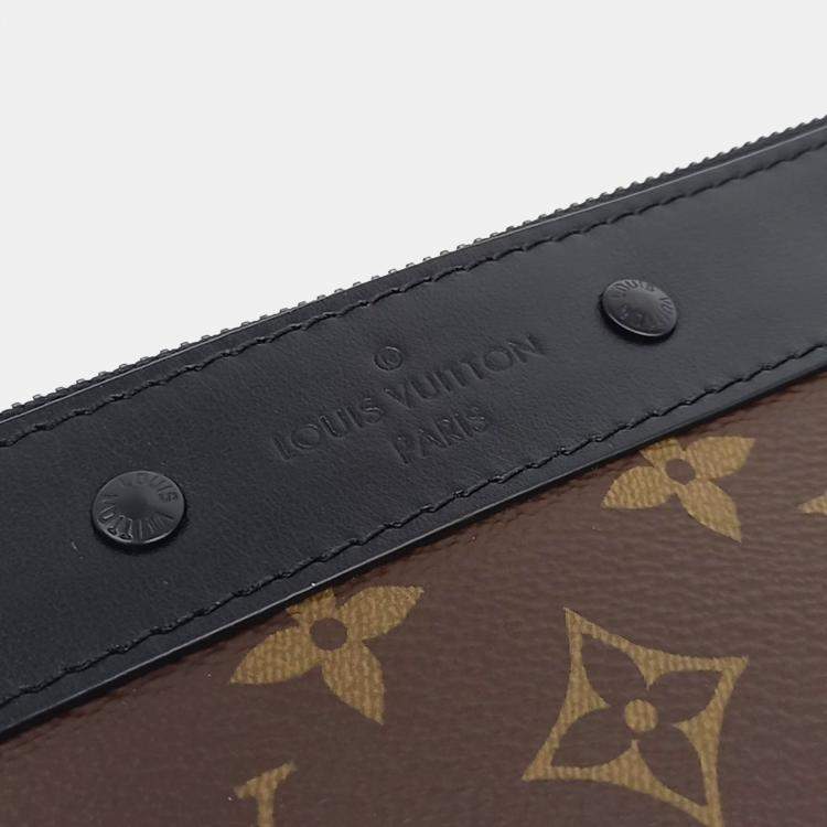Pre Owned Louis Vuitton Black Brown Coated Canvas and Leather Pochette Tougo Clutch