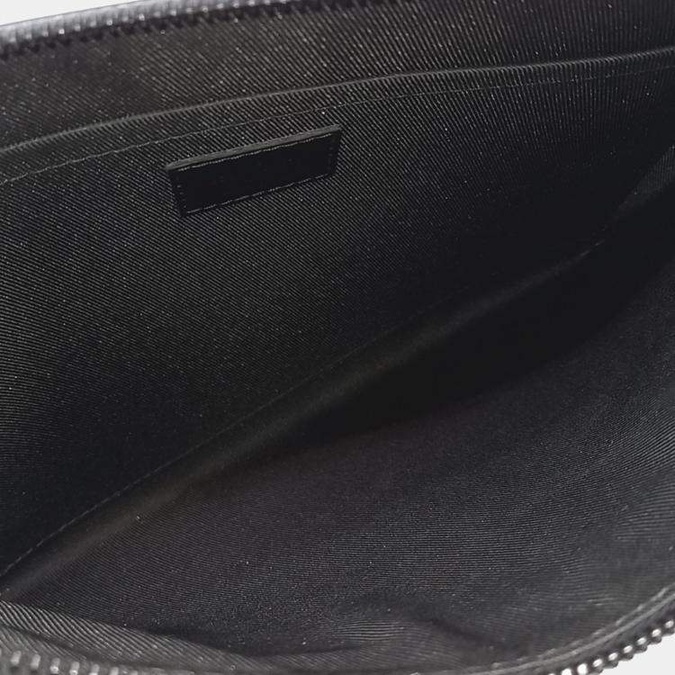 Pre Owned Louis Vuitton Black Brown Coated Canvas and Leather Pochette Tougo Clutch