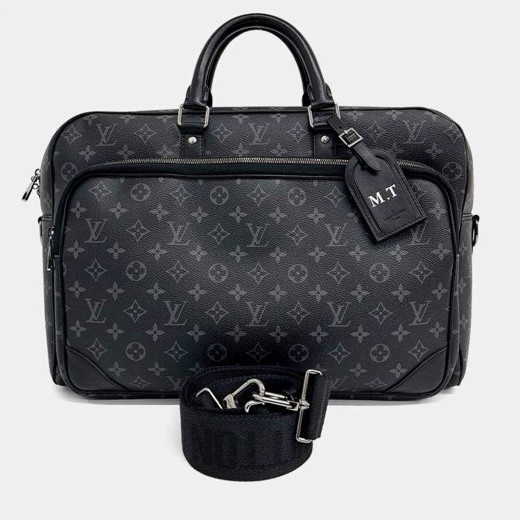 Pre Owned Louis Vuitton Black Leather Weekender Bag