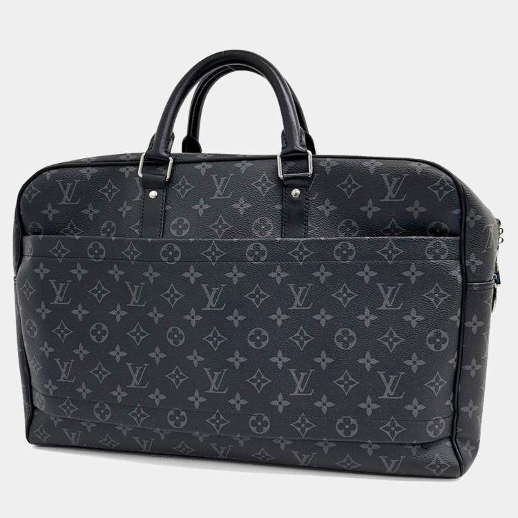 Pre Owned Louis Vuitton Black Leather Weekender Bag