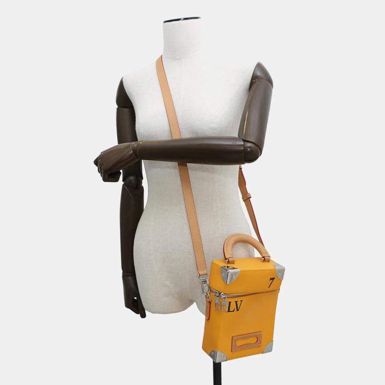 Pre Owned Louis Vuitton Vertical Box Trunk Saffron Yellow Cowhide Leather Shoulder Bag