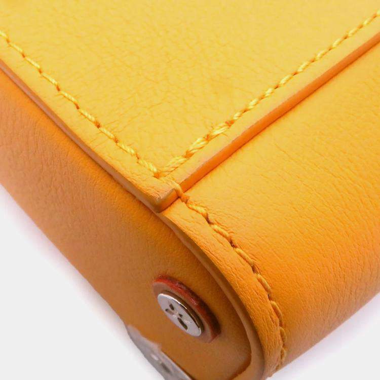 Pre Owned Louis Vuitton Vertical Box Trunk Saffron Yellow Cowhide Leather Shoulder Bag