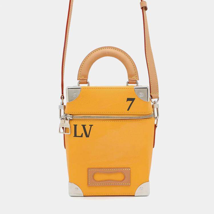 Pre Owned Louis Vuitton Vertical Box Trunk Saffron Yellow Cowhide Leather Shoulder Bag