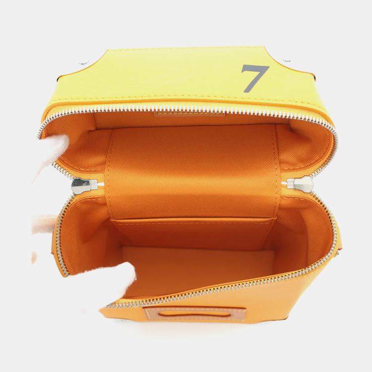 Pre Owned Louis Vuitton Vertical Box Trunk Saffron Yellow Cowhide Leather Shoulder Bag