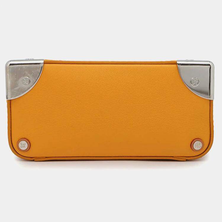 Pre Owned Louis Vuitton Vertical Box Trunk Saffron Yellow Cowhide Leather Shoulder Bag