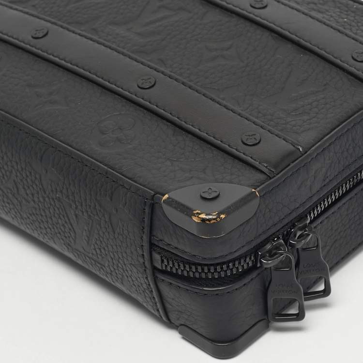 Pre Owned Louis Vuitton Black Taurillon Monogram Leather Handle Soft Trunk Bag