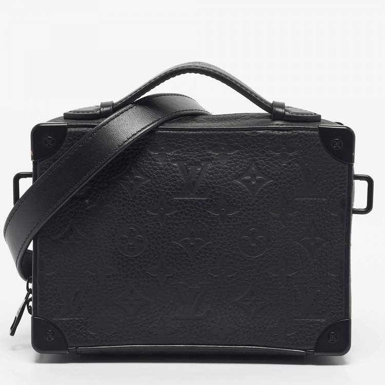 Pre Owned Louis Vuitton Black Taurillon Monogram Leather Handle Soft Trunk Bag