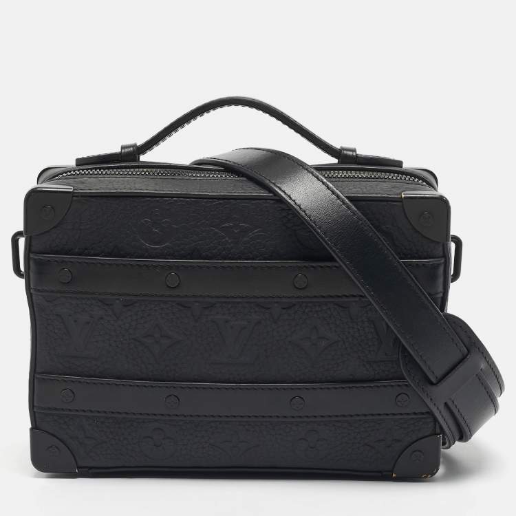 Pre Owned Louis Vuitton Black Taurillon Monogram Leather Handle Soft Trunk Bag