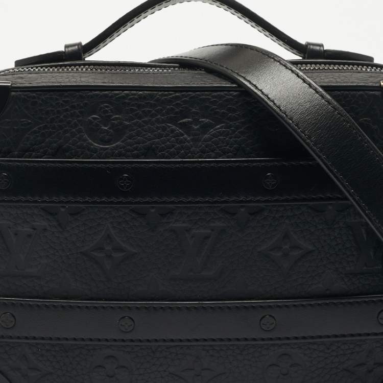 Pre Owned Louis Vuitton Black Taurillon Monogram Leather Handle Soft Trunk Bag