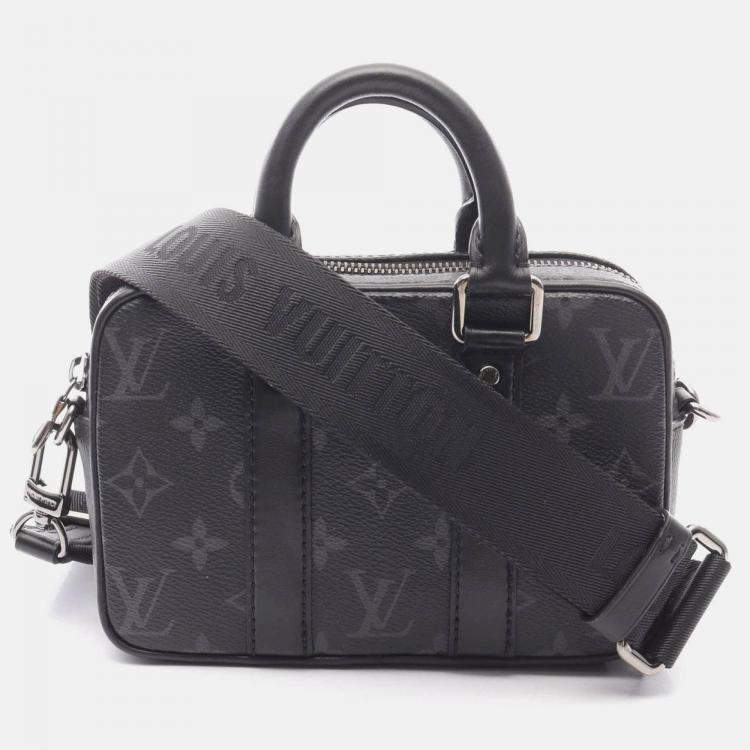 Pre Owned Louis Vuitton Nano Porte Documents Monogram Eclipse Black Canvas Leather Handbag