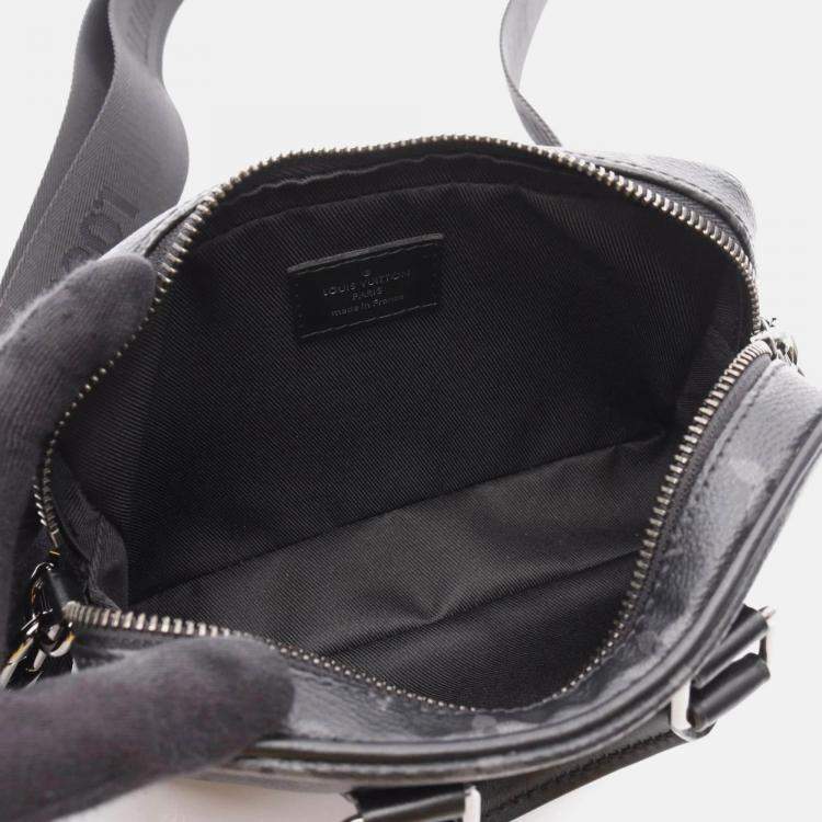 Pre Owned Louis Vuitton Nano Porte Documents Monogram Eclipse Black Canvas Leather Handbag