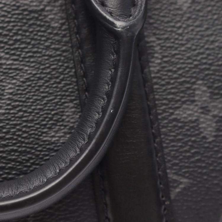 Pre Owned Louis Vuitton Nano Porte Documents Monogram Eclipse Black Canvas Leather Handbag