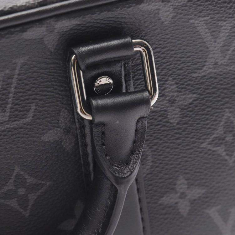 Pre Owned Louis Vuitton Nano Porte Documents Monogram Eclipse Black Canvas Leather Handbag