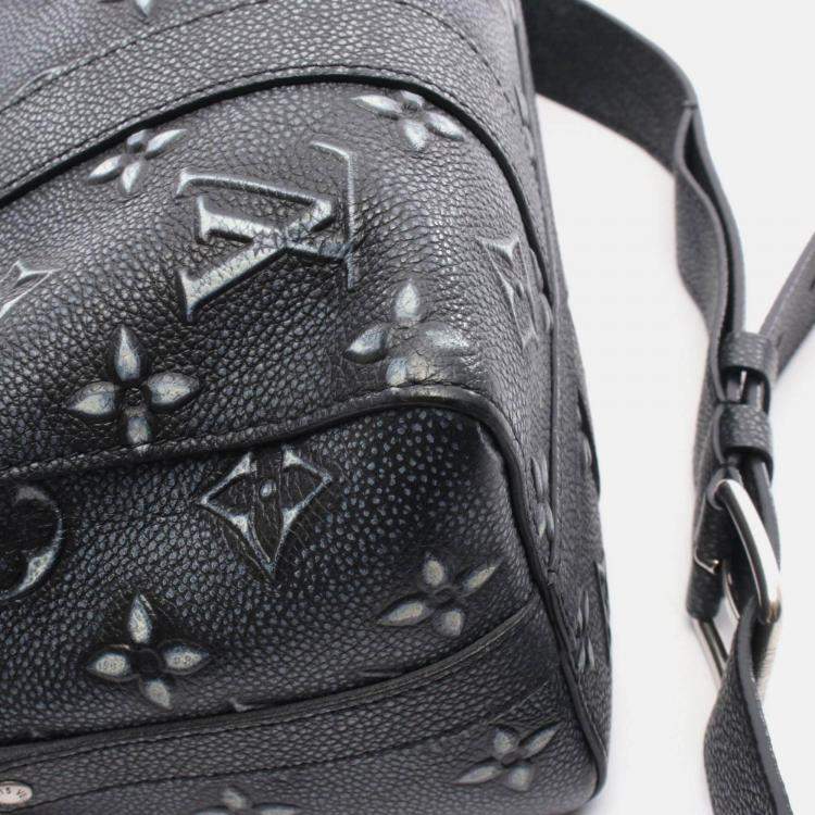 Pre Owned Louis Vuitton City Keepall Gray Monogram Charcoal Leather Shoulder Bag