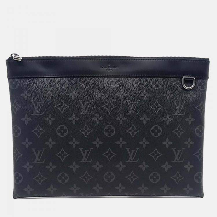 Pre Owned Louis Vuitton Black Canvas Eclipse Pochette Clutch