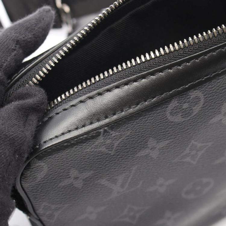 Pre Owned Louis Vuitton Trio Monogram Eclipse Black Grey Coated Canvas Leather Shoulder Bag