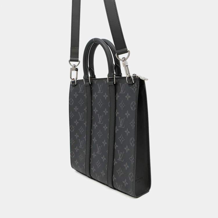 Pre Owned Louis Vuitton Sac Plat Noir Monogram Eclipse Handbag