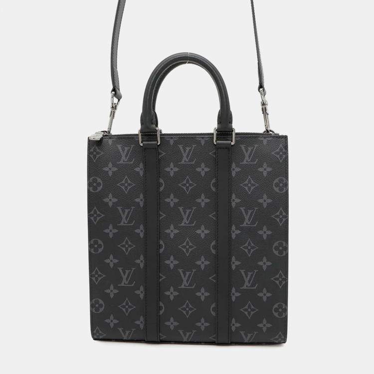 Pre Owned Louis Vuitton Sac Plat Noir Monogram Eclipse Handbag
