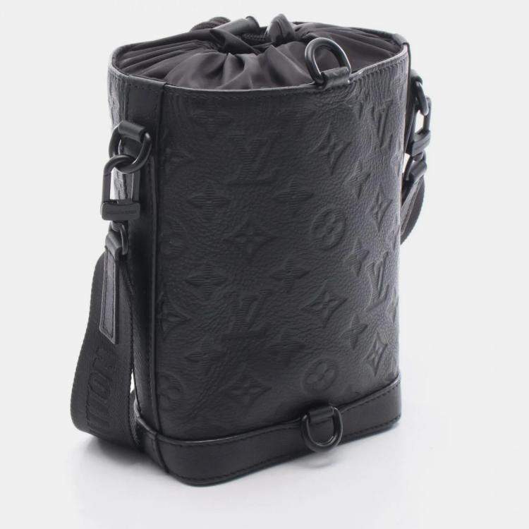 Pre Owned Louis Vuitton Noe Sling Black Monogram Shadow Leather Shoulder Bag