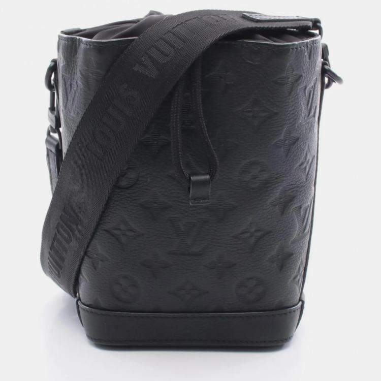 Pre Owned Louis Vuitton Noe Sling Black Monogram Shadow Leather Shoulder Bag