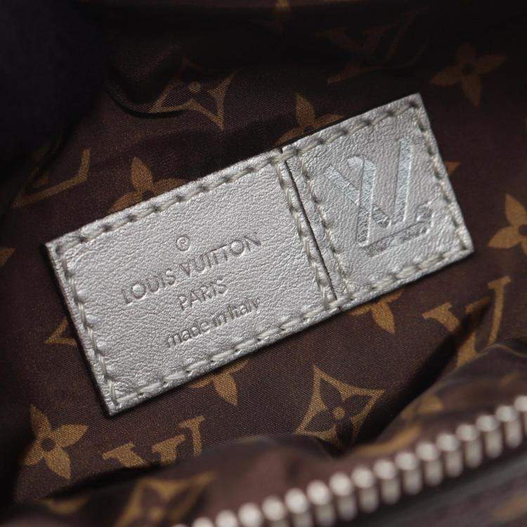 Pre Owned Louis Vuitton Maxi Bum Bag Lv Pillow Waist Body Nylon And Coated Canvas Silver Brown