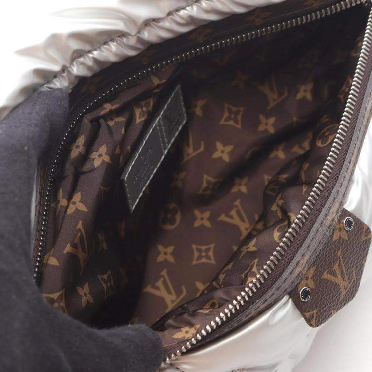 Pre Owned Louis Vuitton Maxi Bum Bag Lv Pillow Waist Body Nylon And Coated Canvas Silver Brown