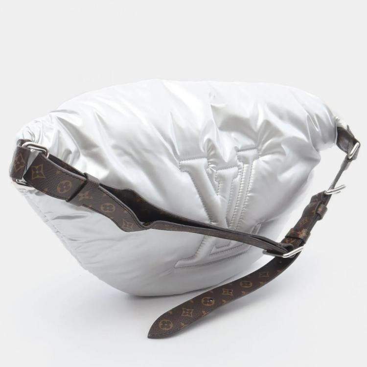 Pre Owned Louis Vuitton Maxi Bum Bag Lv Pillow Waist Body Nylon And Coated Canvas Silver Brown