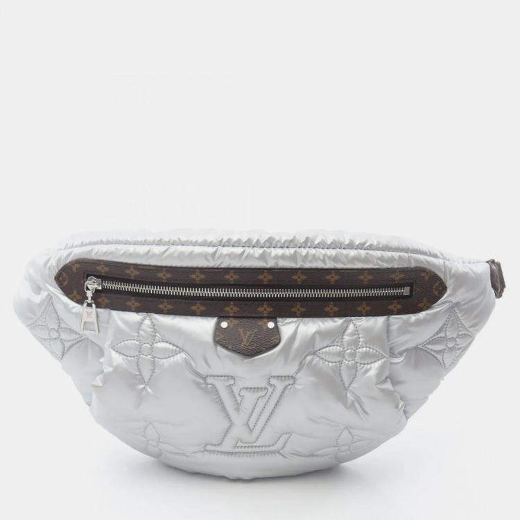 Pre Owned Louis Vuitton Maxi Bum Bag Lv Pillow Waist Body Nylon And Coated Canvas Silver Brown