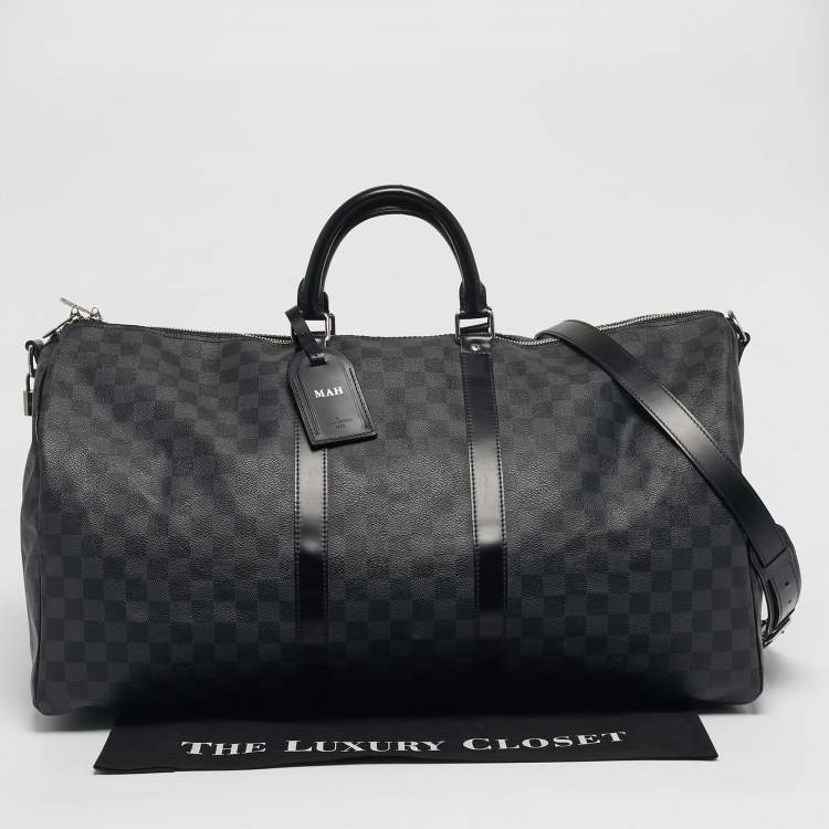 Pre Owned Louis Vuitton Damier Graphite Canvas Keepall Bandouliere 55 Bag