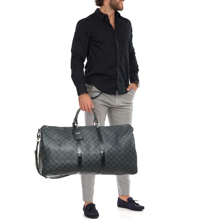 Pre Owned Louis Vuitton Damier Graphite Canvas Keepall Bandouliere 55 Bag