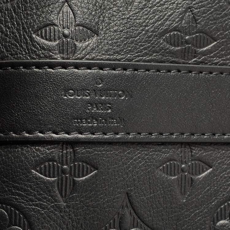 Pre Owned Louis Vuitton Black Monogram Shadow Leather Keepall Bandouliere 50 Bag