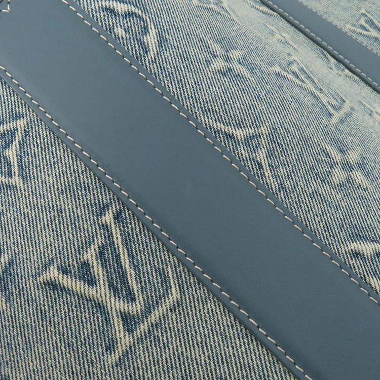 Pre Owned Louis Vuitton Weekend Blue Monogram Washed Denim Tote Bag