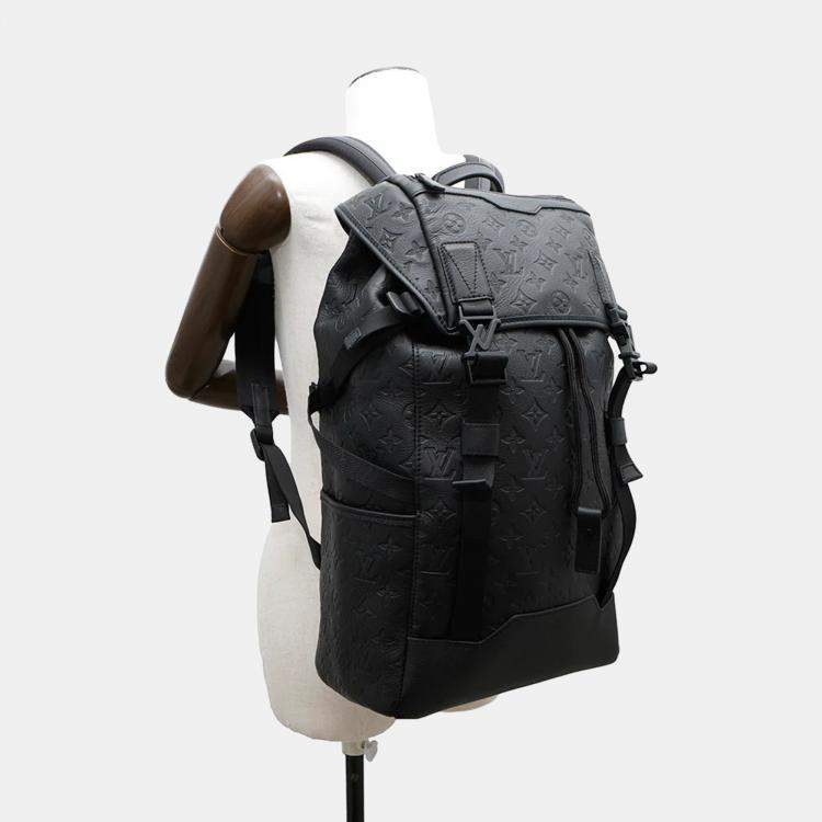 Pre Owned Louis Vuitton Good Away Black Monogram Shadow Leather Backpack