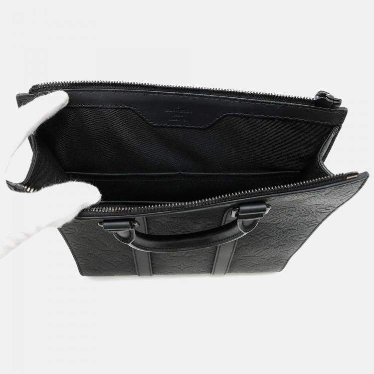 Pre Owned Louis Vuitton Sac Plat Black Monogram Taurillon