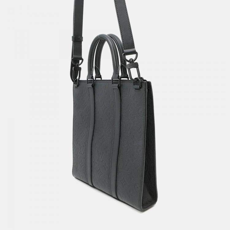 Pre Owned Louis Vuitton Sac Plat Black Monogram Taurillon