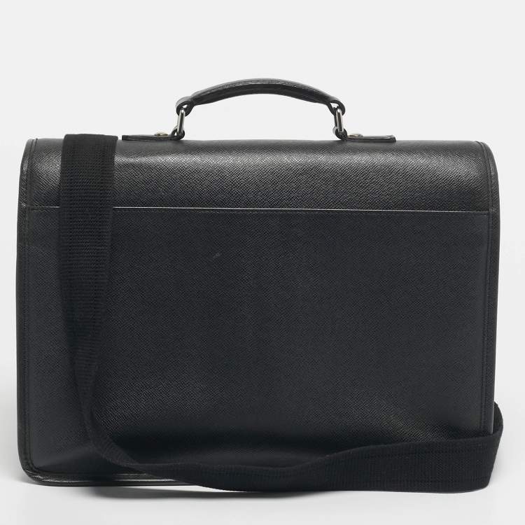 Pre Owned Louis Vuitton Black Taiga Leather Alexei Messenger Bag