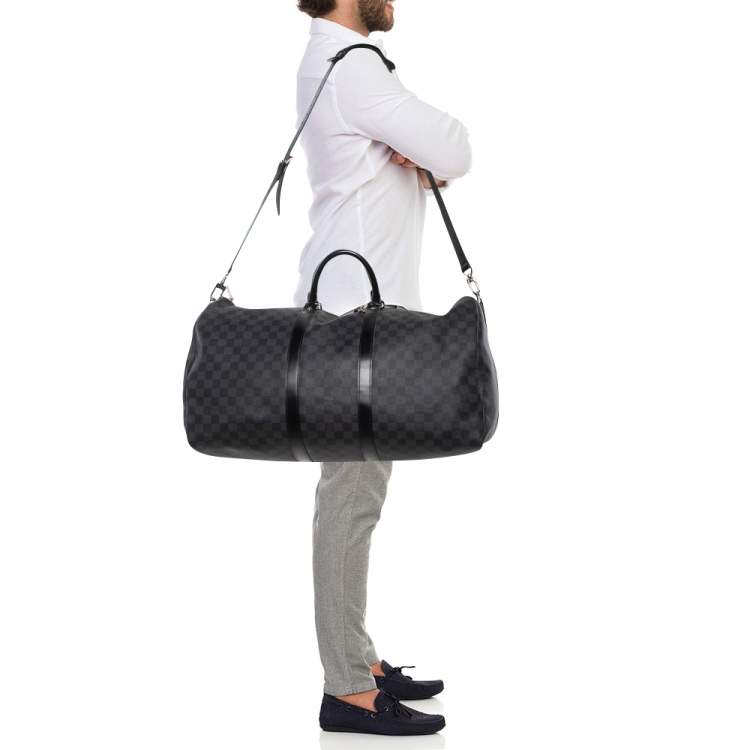 Pre Owned Louis Vuitton Damier Graphite Canvas Keepall Bandoulière 55 Bag